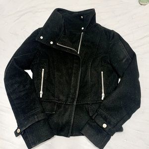 Express Black short coat accented zippers